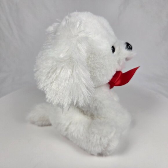 Dan Dee White Puppy Stuffed Animal with a red bow 7" NWT - Picture 4 of 7